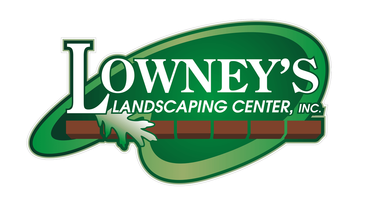 Lowney's Landscaping Center logo with green leaf