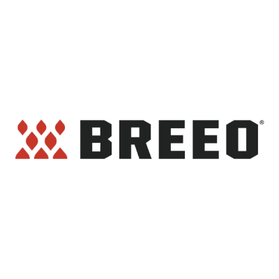 Breeo logo with red flame icon