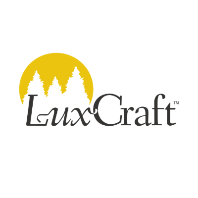 LuxCraft logo with sun and trees