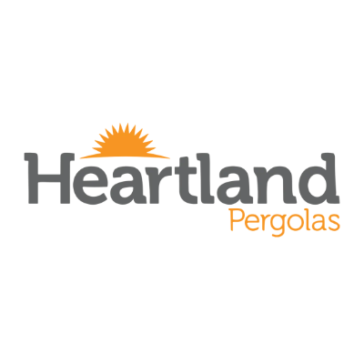 Heartland Pergolas logo with rising sun graphic