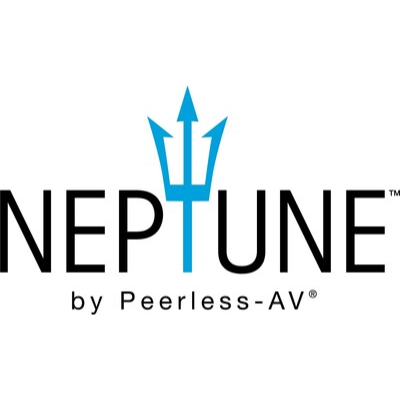 Neptune by Peerless-AV logo with blue trident