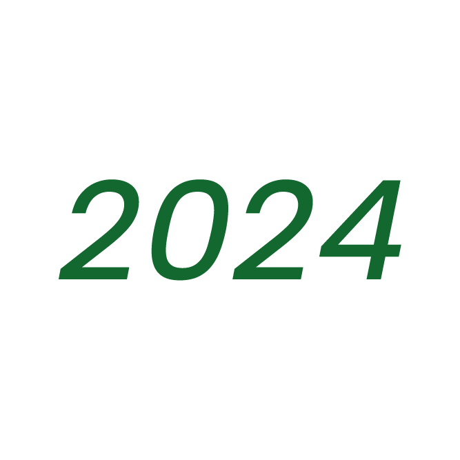 Green 2024 text on light gray background