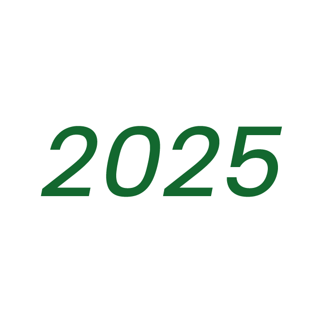 Green 2025 text on light gray background