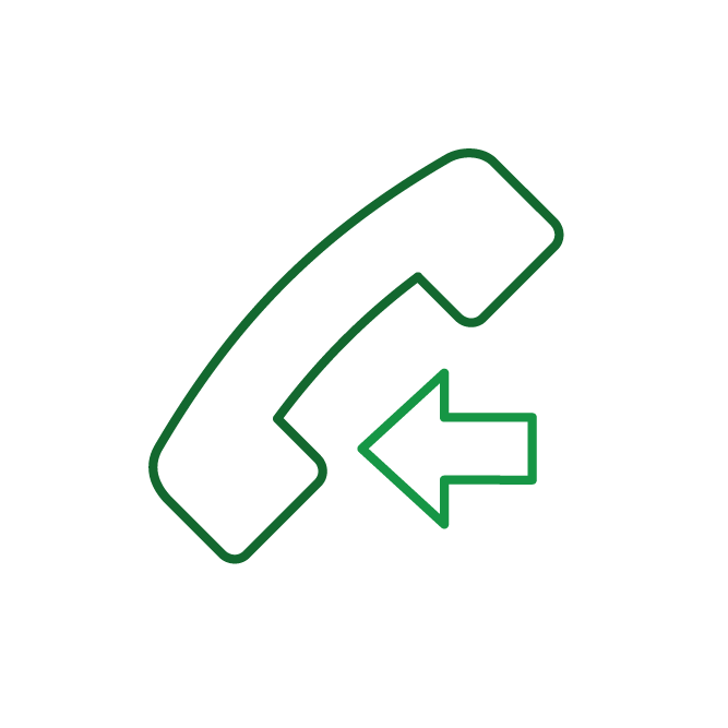 Green phone handset icon with left arrow