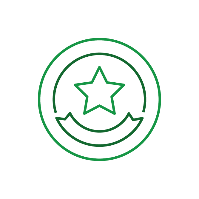 Green star inside circular arrow badge icon