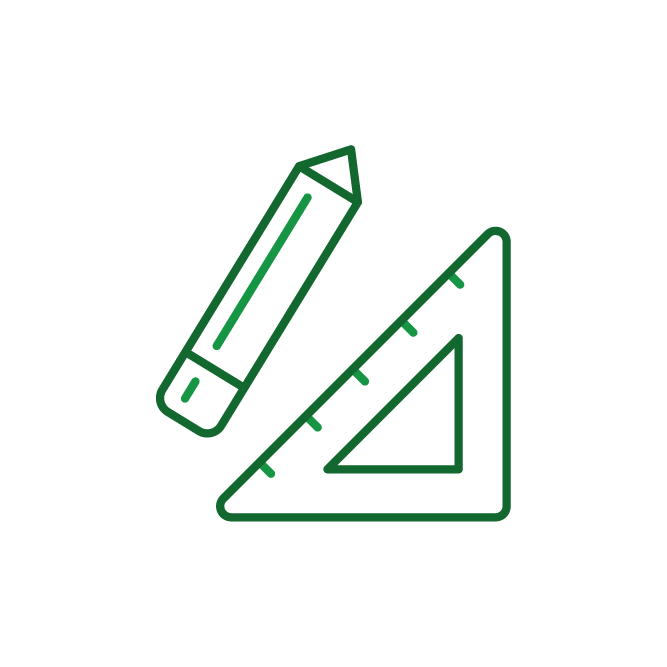 Pencil and triangular ruler icon