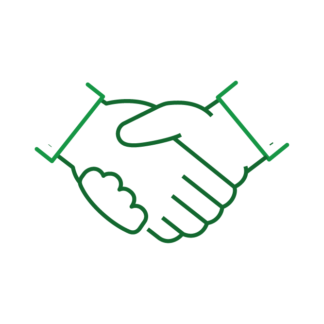 Green line art handshake illustration