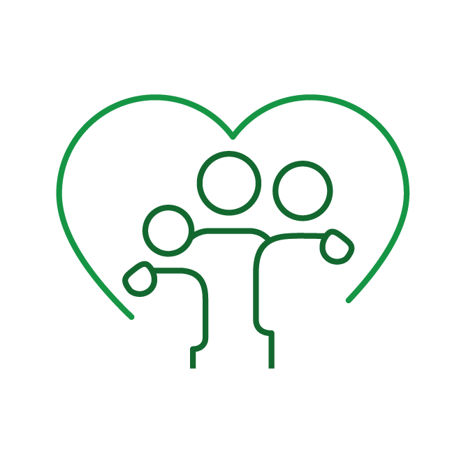 Family figures inside heart outline icon